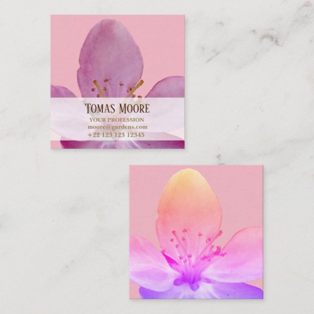 Carré Élégant Carte de visite (Devant / Derrière)