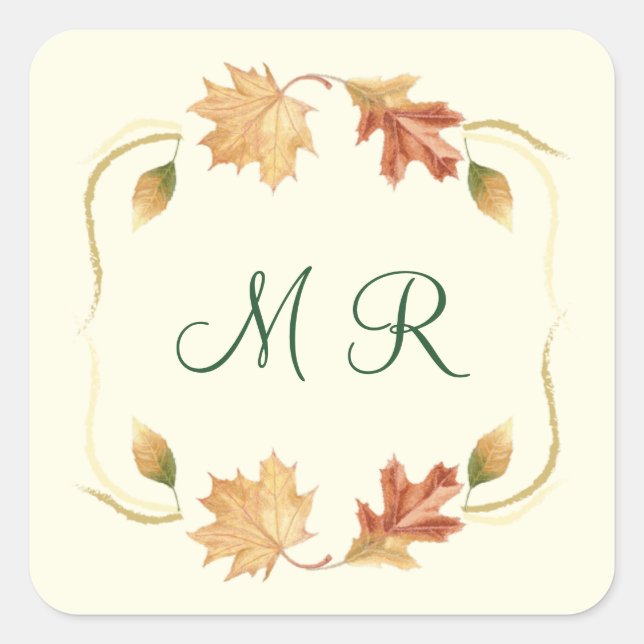 Carré Élégant Feuilles d'automne Sticker (Devant)