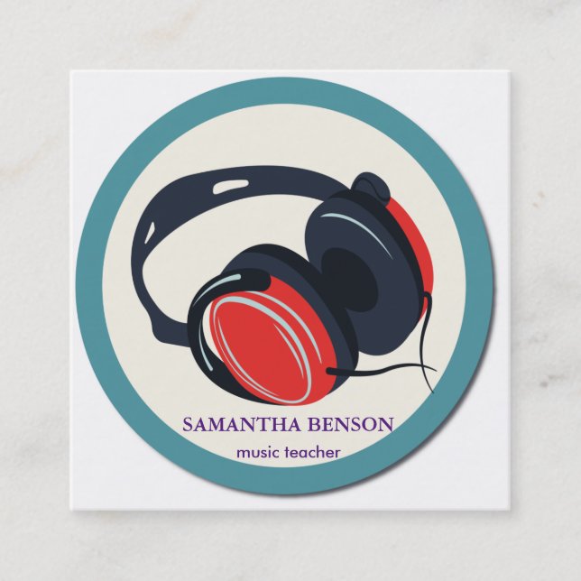 Carré Elégant musicien Carte de visite avec note de musi (Devant)