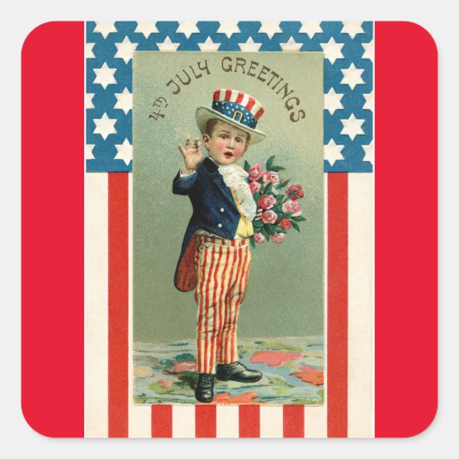Carré Enfant vintage en tant qu'Oncle Sam Sticker (Devant)