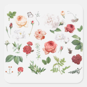 CARRÉ ENVELOPE SEAL STICKER : FLEURS VINTAGES