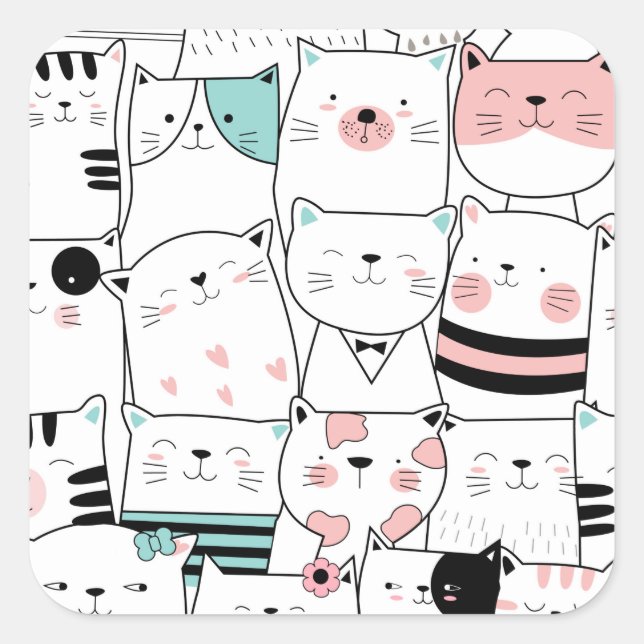 CARRÉ ENVELOPE SEAL STICKER : HEUREUX CHAT (Devant)