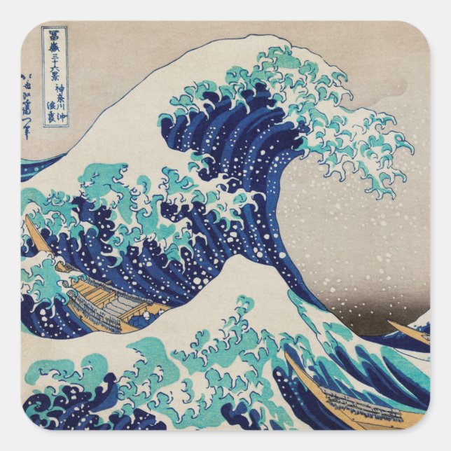 CARRÉ ENVELOPE SEAL STICKER : HOKUSAI : LA VAGUE (Devant)