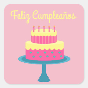 Carré Espagnol "Feliz cumpleaños", joyeux Sticker d'anni
