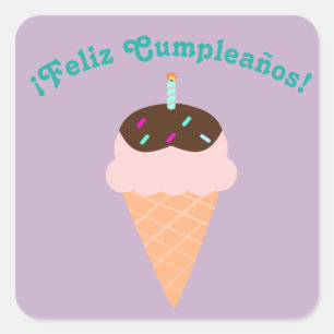 Carré Espagnol "Feliz cumpleaños", joyeux Sticker d'anni