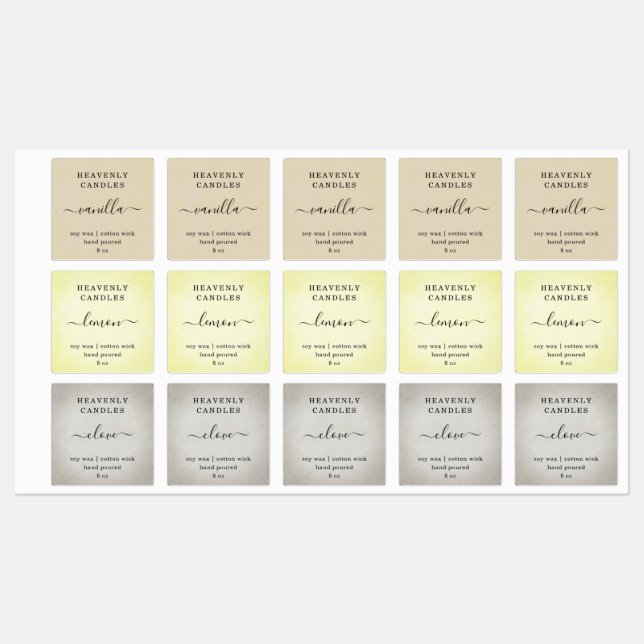 Carré — Étiquettes de l'autocollant à bougie entiè (Feuille)