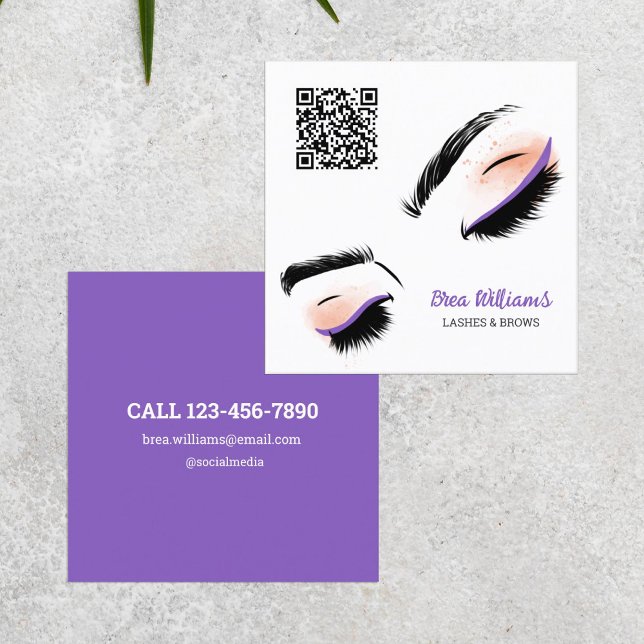 Carré Extension Eyelash Carte de visite de code QR (Lashes and Brows Cards)
