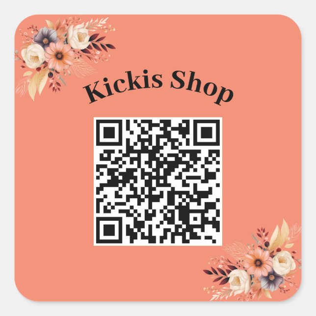 Carré Faites votre propre Sticker de code QR de société (Devant)