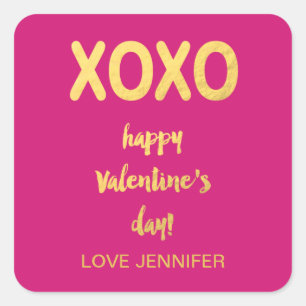 Carré Faux Gold Foil XOXO   Sticker pour la Saint-Valent
