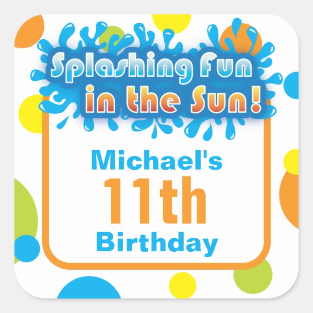 Carré Favor Sticker - Splashing Fun in the Sun (Devant)