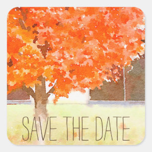 Carré Feuilles d'automne aquarelle   Sticker Mariage de 