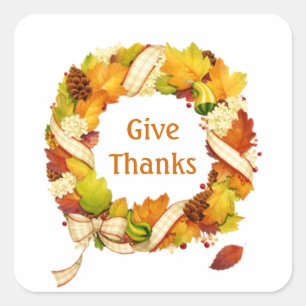 Carré Feuilles d'automne wath Thanksgiving Sticker