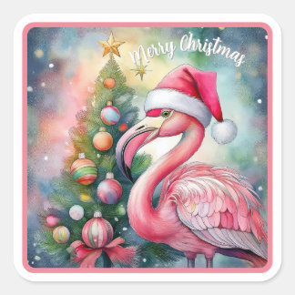 Carré Flamingo Christmas Sticker