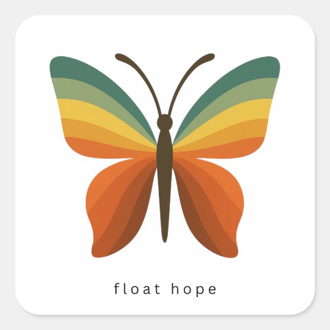 Carré Float Hope Retro Rainbow Butterfly Square Sticker (Devant)