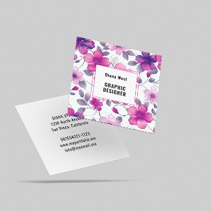 Carré Floral moderne Fuchsia Carte de visite rose