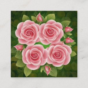 Carré Floral rose Roses Carte de visite