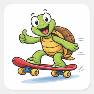 Carré Funny Turtle Skateboard Cartoon Art Sticker