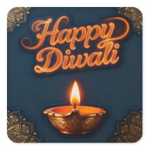 Glowing Happy Diwali Diya Sticker Design