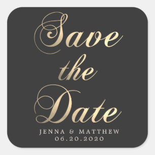 Carré Gold Calligraphy Enregistrer le sticker de date