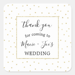 Carré Gold Confetti mariage faveur merci sticker