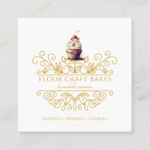 Carré Gold Frame Bakery Baker's Logo Carte de visite