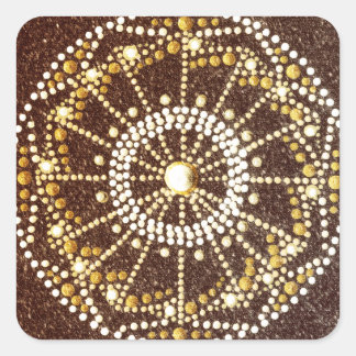 Carré Golden Mandala, Gold Chakra sticker