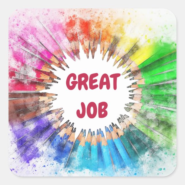 Carré Grand Sticker de l'école de travail (Devant)