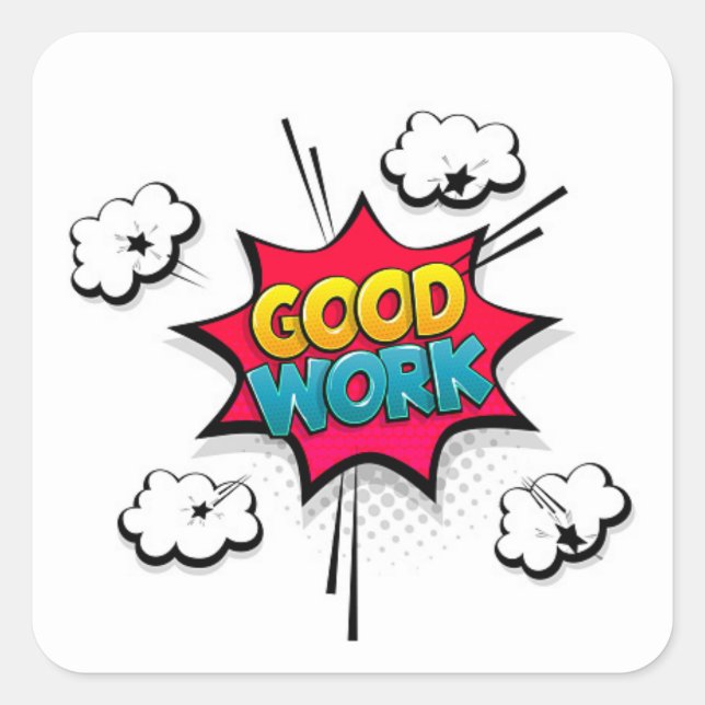 Carré Grand Sticker de l'école de travail (Devant)