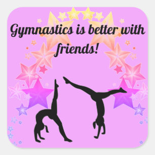 Carré Gymnastique est mieux avec des amis Sticker violet