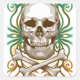 Carré Halloween Skull Classic Round Sticker