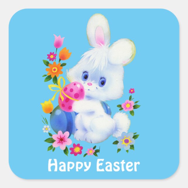 Carré Happy Easter Bunny Holiday sticker (Devant)