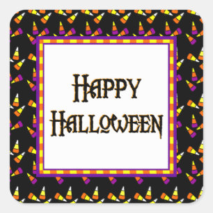 Carré Happy Halloween Candy Corn Sticker