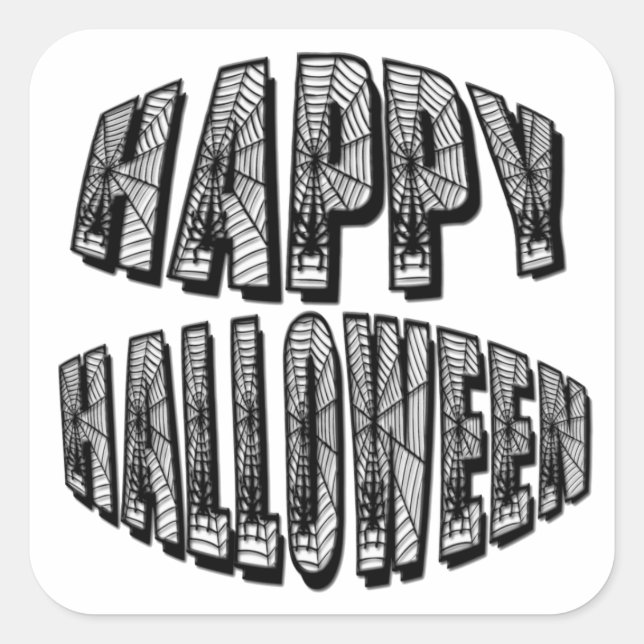 Carré Happy Halloween Spiders & Spider Web Sticker (Devant)