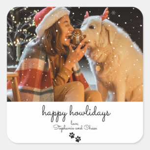 Carré Happy Howlidays Minimal Christmas Pet Sticker