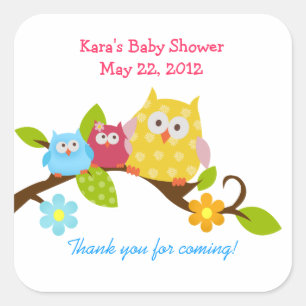 Carré Happy Owls Boy and Girl Twin Douche Sticker