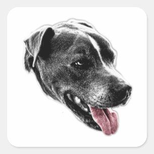 Carré Happy Pitbull Mix Red Tongue Art Sticker