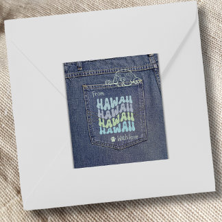 Carré Hawaii Chien dans Jean Pocket Classic Sticker Carr