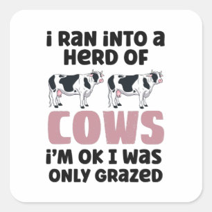 Carré Herd That, Troupeau De Vaches Classic Sticker Rond
