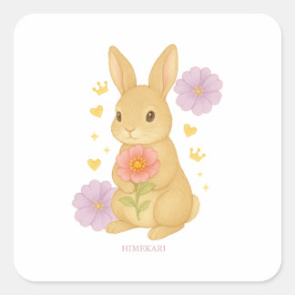 Carré HIMEKARI Floral Bunny Sticker –Clear