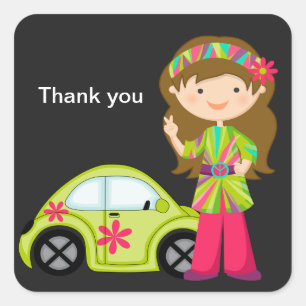 Carré Hippie fille avec Sticker Buggy