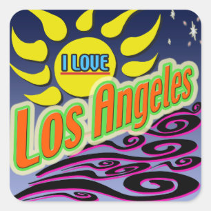 Carré "I LOVE Los Angles: Soleil de nuit" Sticker
