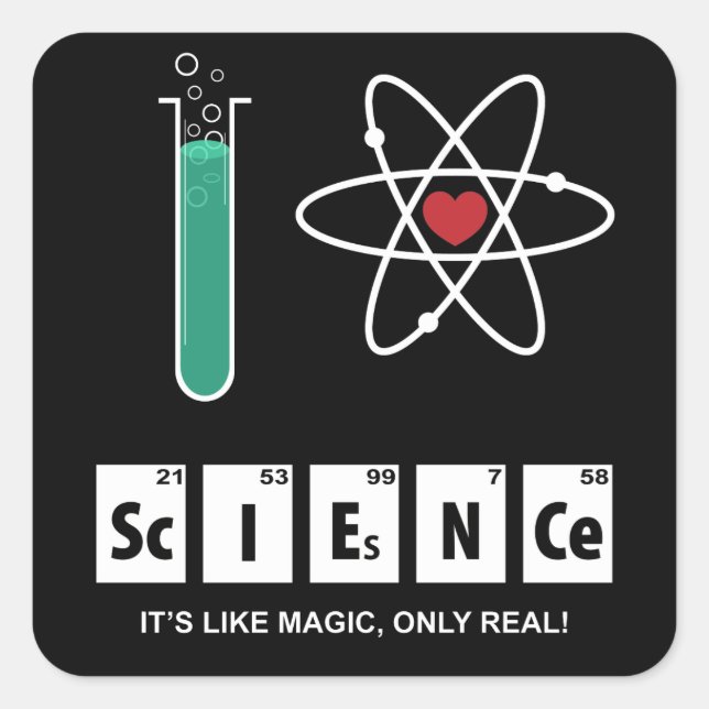 Carré I Love Science - Sticker (Devant)