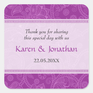 Carré Impression Paisley dans un Sticker Mariage Violet