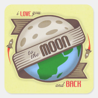 Carré Je T'Aime À La Lune Et À L'Arrière - Sticker Set