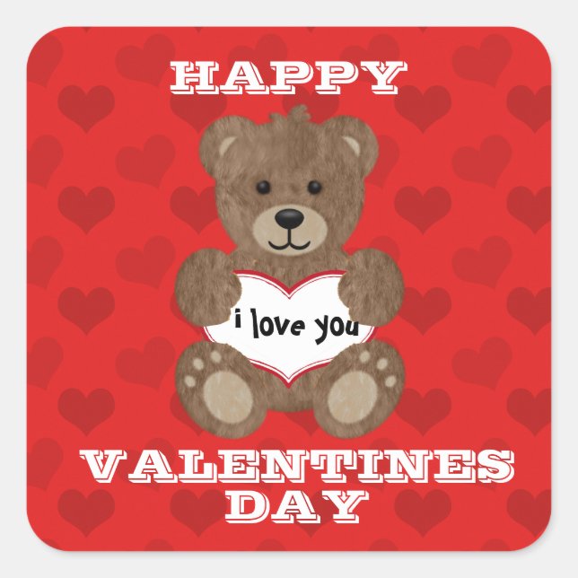 Carré Je T'Aime Teddy Bear Sticker (Devant)
