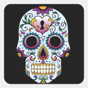 Carré Jour de la mort Sticker crâne bleu sucre