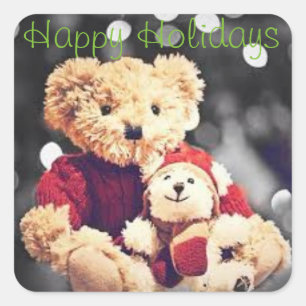 Carré Joyeuses vacances Teddy Bear Sticker