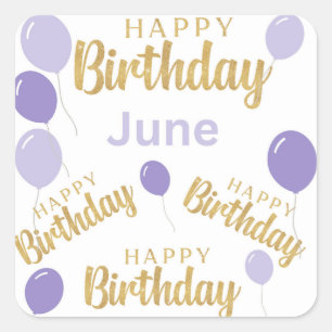 Carré Joyeux anniversaire Juin anniversaire Sticker