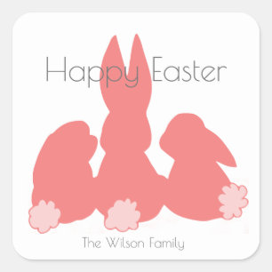 Carré Joyeux Pâques Cute lapine Sticker personnalisé