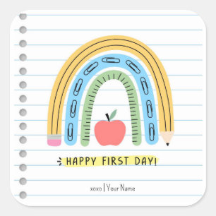 Carré Joyeux Sticker du premier jour de l'école de retou